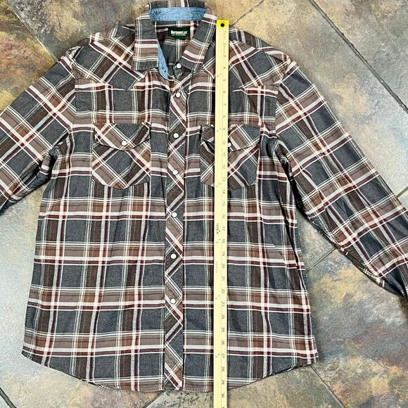 Outdoor Life Men's Western-Style Flannel Plaid Button Down Shirt Large - Picture 7 of 10